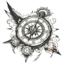 broken compass tattoo design idea