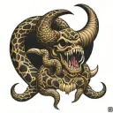 bull and rattlesnake wrapped tattoo design idea