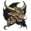 bull and rattlesnake wrapped tattoo design idea