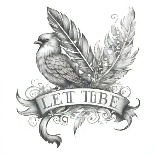 let it be then let it go with feathers tattoo design idea