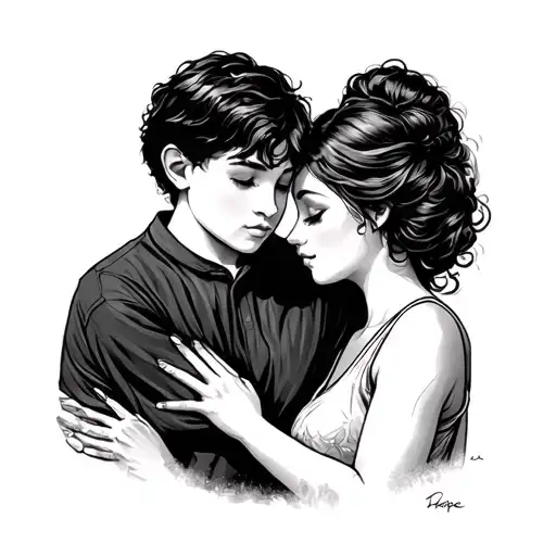 mother son dilemma, son rejects mother, mother has hope , she loves him tattoo design idea