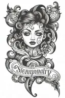 serendipity word tattoo design idea