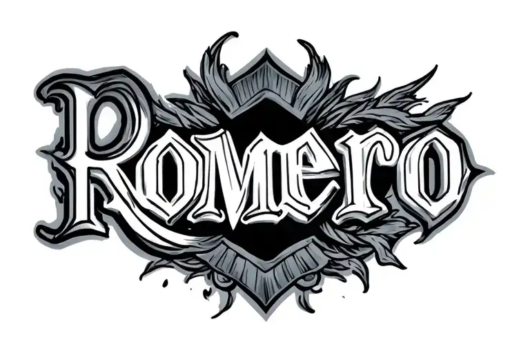 last name Romero with lighting coming off  tattoo design idea