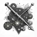 A constellation of love-themed symbols intertwined with pharmacy tools tattoo design idea