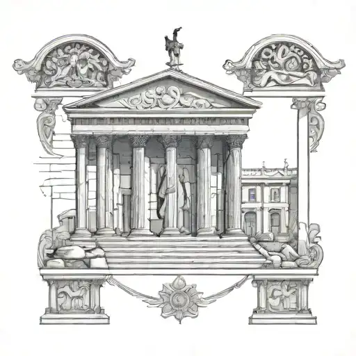 Greek/roman architecture, philosophy concept tattoo design idea