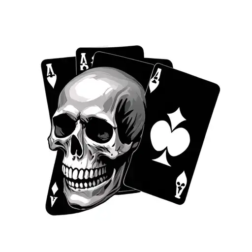 skull with playing cards tattoo design idea