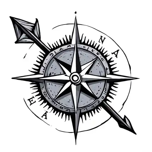 Compass Arrow tattoo design idea