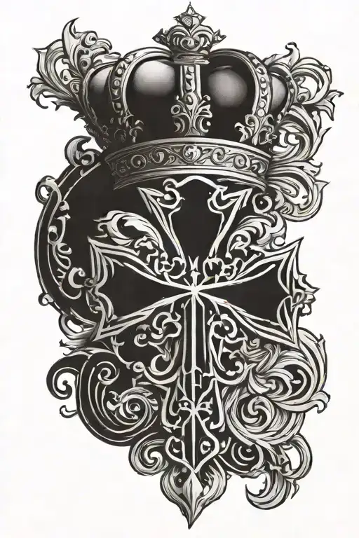 Irish catholic cross with a crown tattoo design idea
