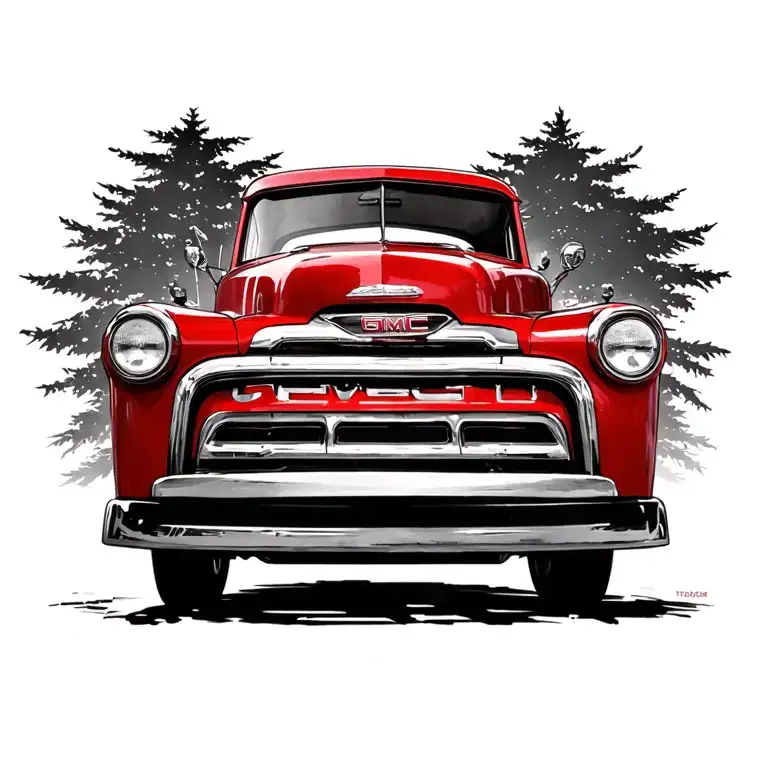 1953 red gmc tattoo design idea