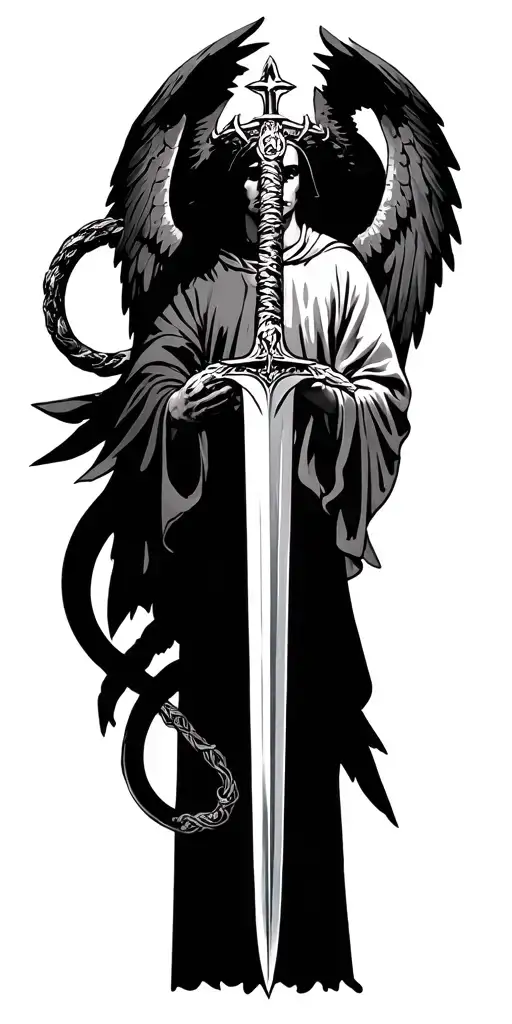 fallen anel,Ouroboros,saint gabriel with the sword tattoo design idea