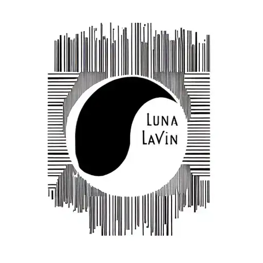 Vertical line pattern with hidden names Luna and Lavin, inspired by barcode typography tattoo design idea