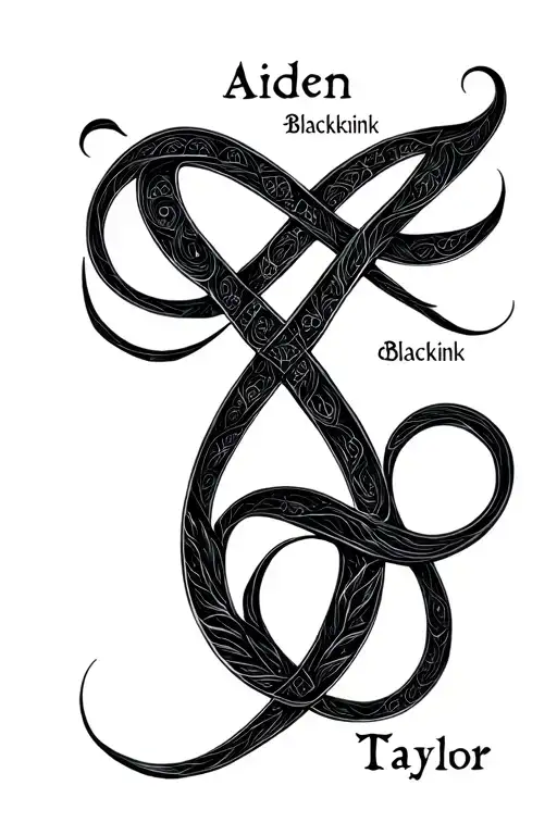 infinty symbol with the names "Aiden" and "Taylor" tattoo design idea