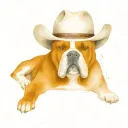 American bulldog cowboy hat tattoo design idea