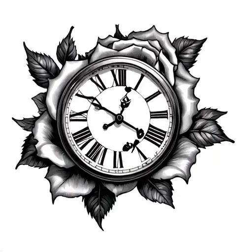 Clock, Rose, Birth, October 3, 2012 tattoo design idea