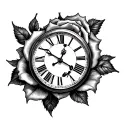 Clock, Rose, Birth, October 3, 2012 tattoo design idea