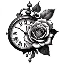 Clock, Rose, Birth, October 3, 2012 tattoo design idea