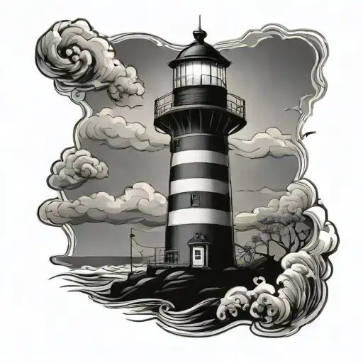 trad lighthouse tattoo design idea