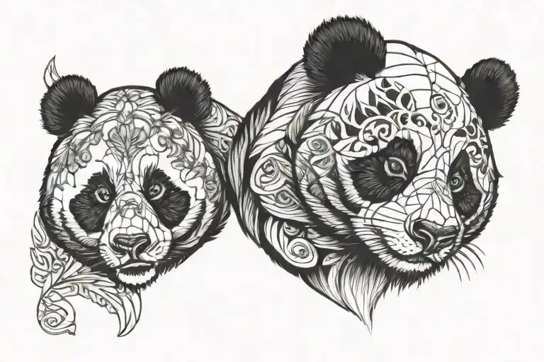 Panda face tattoo design idea