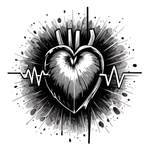 heart beat then flat line and flyaway tattoo design idea