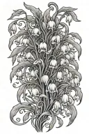 long and very thin singular vertical vine with tiny snowdrops growing from it  tattoo design idea