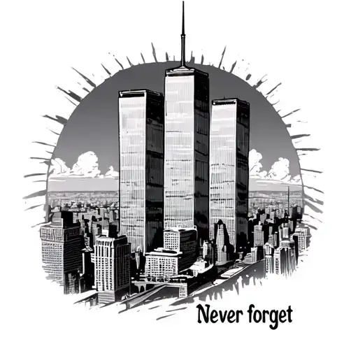twin towers 9/11 never forget tattoo design idea