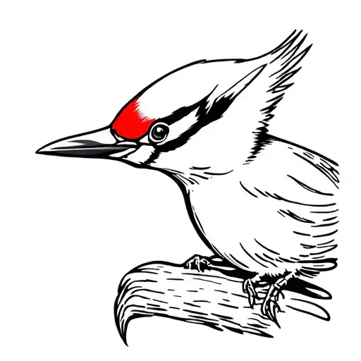 pileated woodpecker pecking tattoo design idea