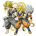 Conceptual design including goku ulra instinct, baryon mode naruto, gear 5 luffy, final bankai form ichigo tattoo design idea