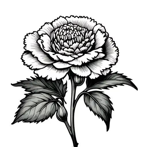 American trad carnation flower growing tattoo design idea