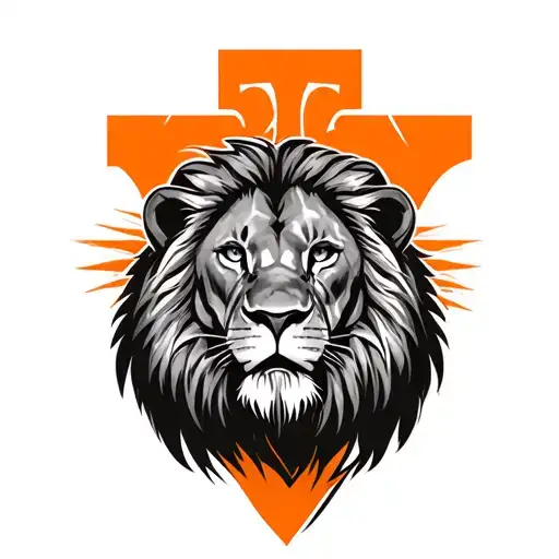 Design a tattoo of a majestic lion wearing a Tennessee Vols jersey to showcase your favorite team while incorporating the beauty of Africa tattoo design idea