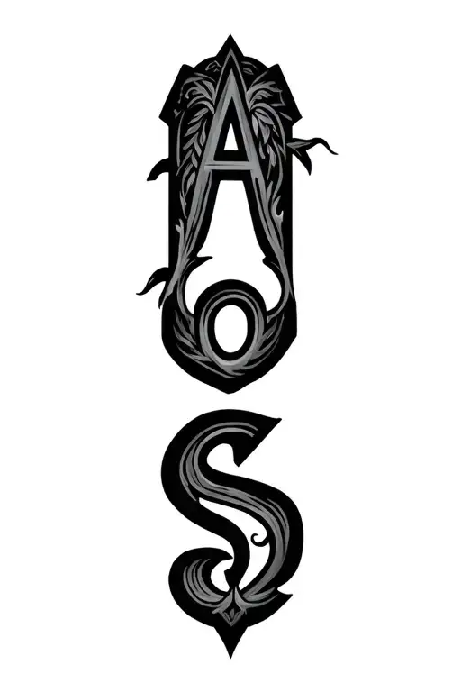 Make the letters A,O,S and E into a single design tattoo design idea