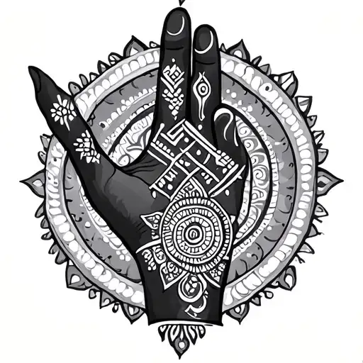 henna hand tattoo with all of virgos symbols intertwined tattoo design idea
