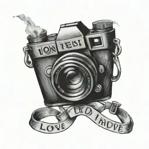 This i love text and the camera with it tattoo design idea