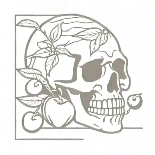 skull eating cherry pie tattoo design idea