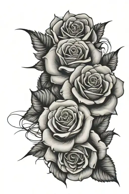 garter and roses intertwined tattoo design idea