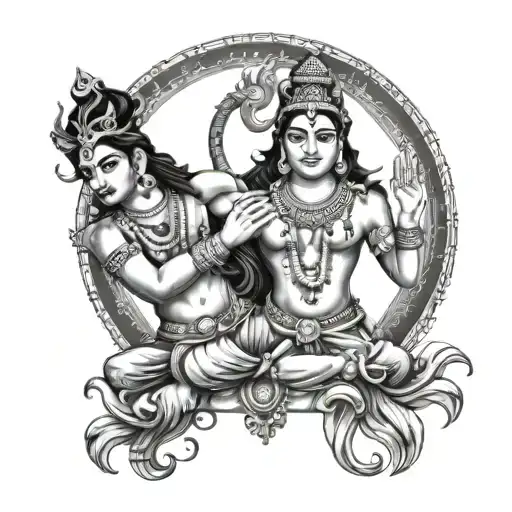 combination of shiva and Krishna tatoo  tattoo design idea