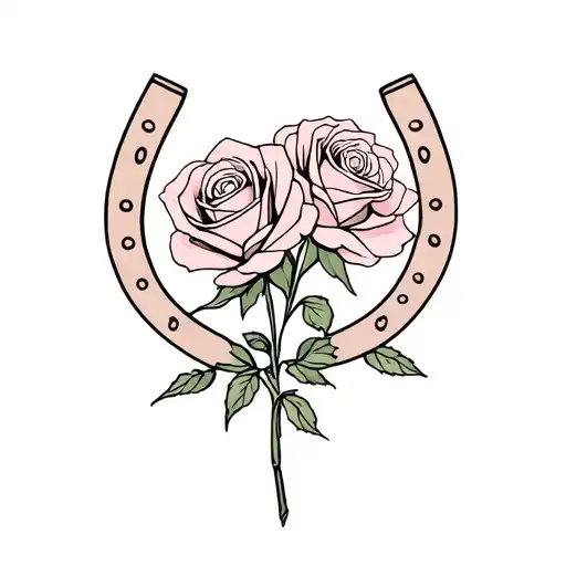 horse shoe roses very simple petite  tattoo design idea