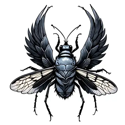 sleep token winged insect you're a funeral pyre - ritualistic, nordic tattoo design idea