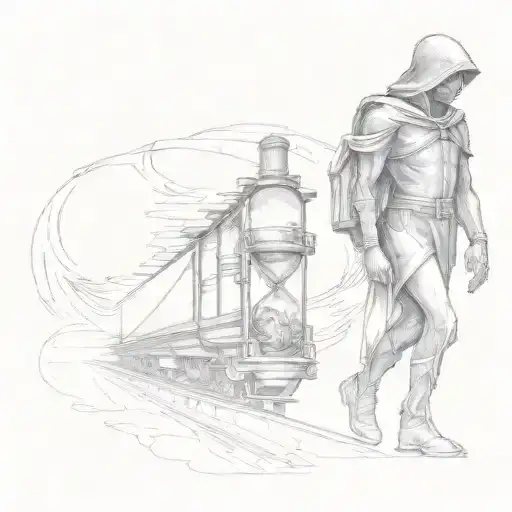 hour glass train tattoo design idea