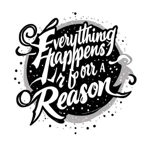 signe astro vierge avec une phrase "Everything happens for a reason"  tattoo design idea
