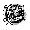 signe astro vierge avec une phrase "Everything happens for a reason"  tattoo design idea