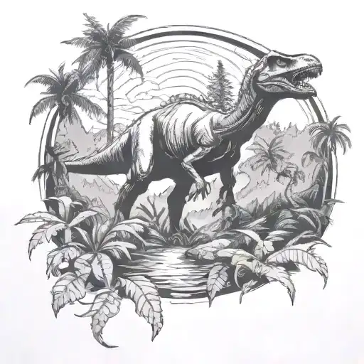 jurassic park scene tattoo design idea