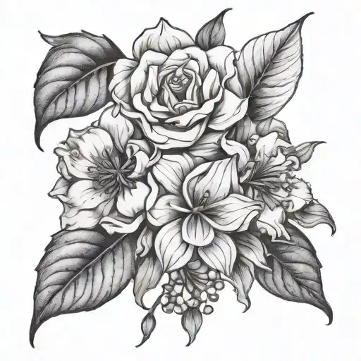 november may and august birth flower tattoo design idea