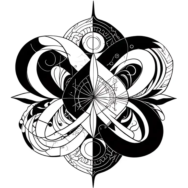 zodiac signs intertwined Aquarius Leo Gemini Aries tattoo design idea