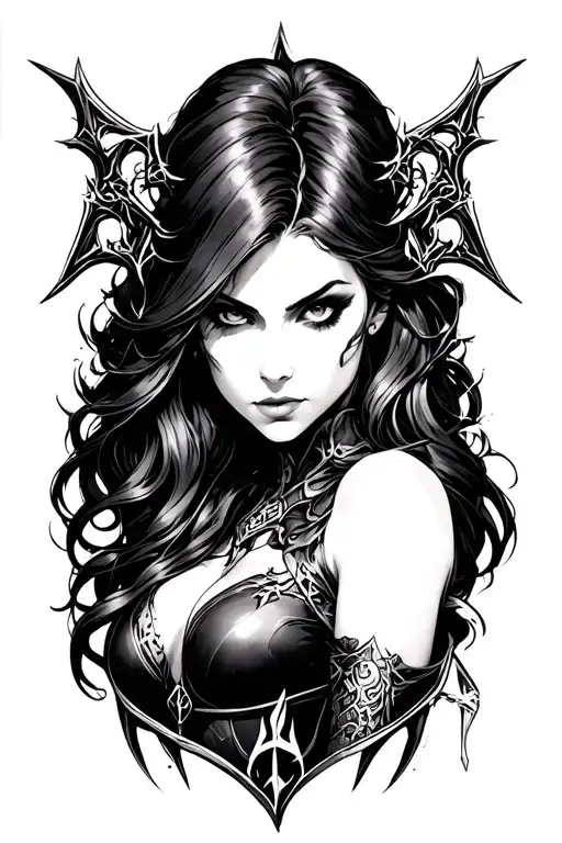 lilith from diablo 4 game  tattoo design idea