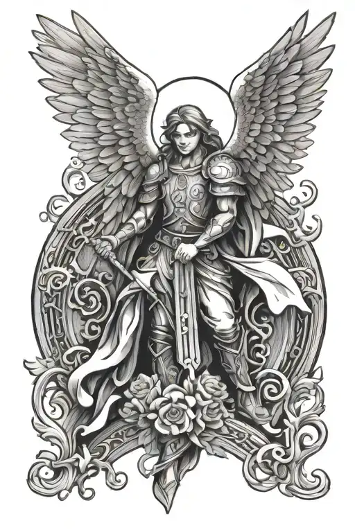 arc angel michael , cenmetary tattoo design idea