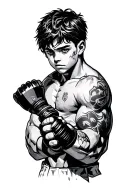 hardwork patience discipline fighter boy tattoo design idea