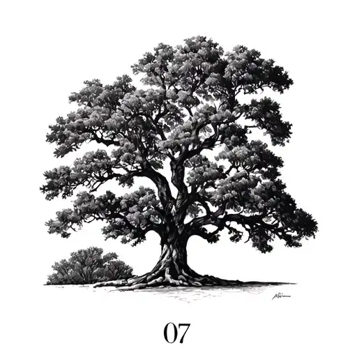 "07" southern live oak tree tattoo design idea