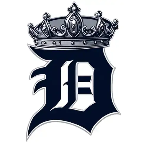 detroit tigers "d" with princess crown tattoo design idea