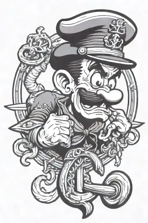 Popeye with navy anchor tattoo tattoo design idea