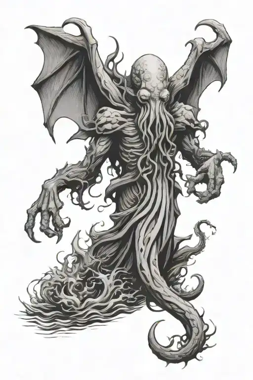 Cthulhu emerging from the sea tattoo design idea